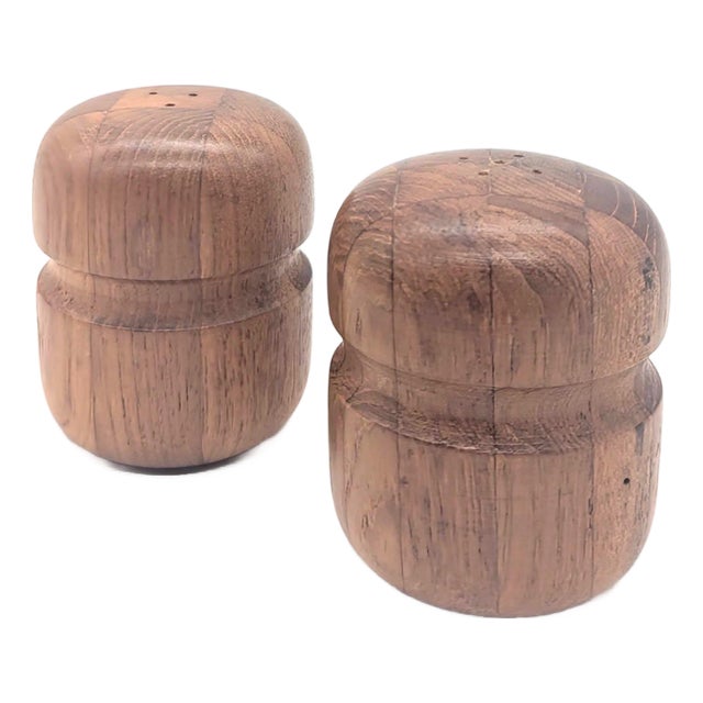 Mid 20th Century Teak Wood Salt and Pepper Shakers, a Pair For Sale
