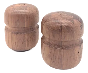 Mid 20th Century Teak Wood Salt and Pepper Shakers, a Pair