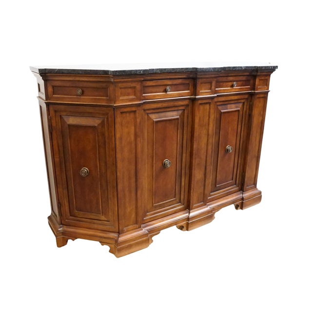 Bernhardt Bernhardt Furniture Solid Cherry Contemporary Italian Neoclassical Tuscan Style 73" Buffet W. Granite Top 802-133 For Sale - Image 4 of 16