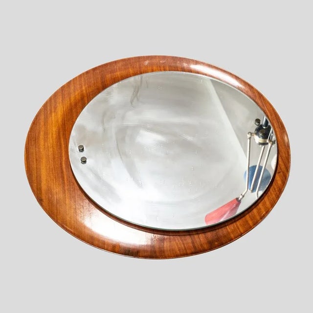 Circular Teak Plywood Frame Mirror by Stilcasa For Sale - Image 6 of 11