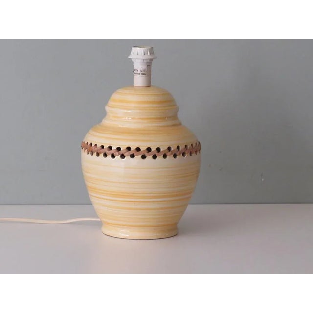 Mid-Century Ceramic Table Lamp with New Custom Lampshade For Sale - Image 4 of 9