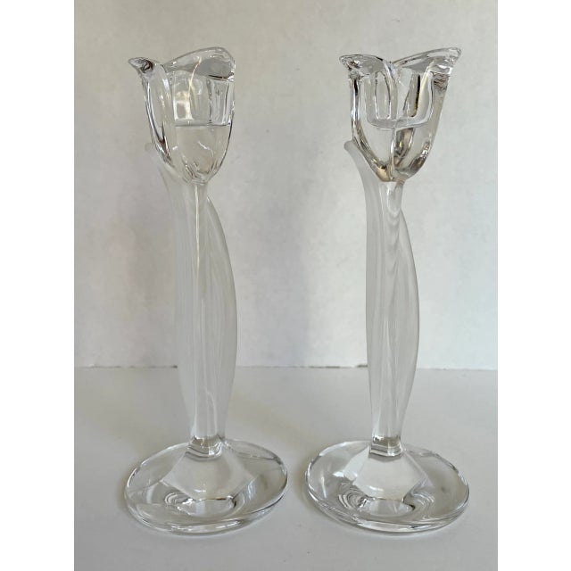 Vintage Pair of Frosted Tulip Shaped Candle Holders by Mikasa For Sale In Los Angeles - Image 6 of 6