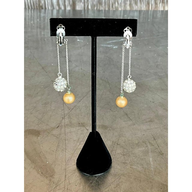 Mid 20th Century Vintage Pearl Drop Clip on Earrings For Sale - Image 5 of 12