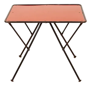 Folding Table in Tubular Steel Frame Painted Black, Pavatex Top with Red Synthetic Resin Covering, 1950s