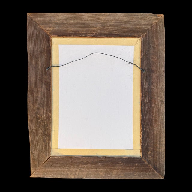 Wood Vintage James Gucwa Navajo Native American Portrait of Chief Wolf Robe W/ Rustic Wood Frame For Sale - Image 7 of 7