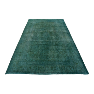 Tabriz Rug 9’4” X 12’11” Blue Wool Vintage Overdyed Hand-Knotted Carpet