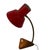 Red Desk Lamp with Faux Wooden Base and Accent & Brass Gooseneck For Sale - Image 9 of 9