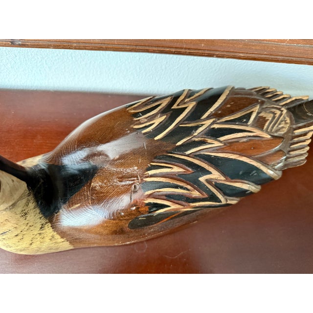 Tom Taber Signed Large Hand-Carved Duck Decoy – 1980s Vintage Folk Art For Sale - Image 9 of 12