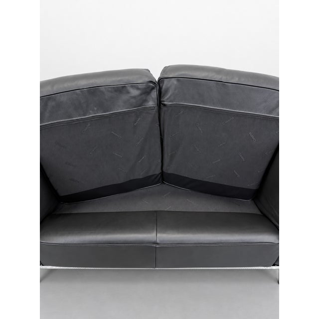 LC2 Sofa Black Leather Seats by Le Corbusier for Cassina, 2010s For Sale - Image 9 of 12