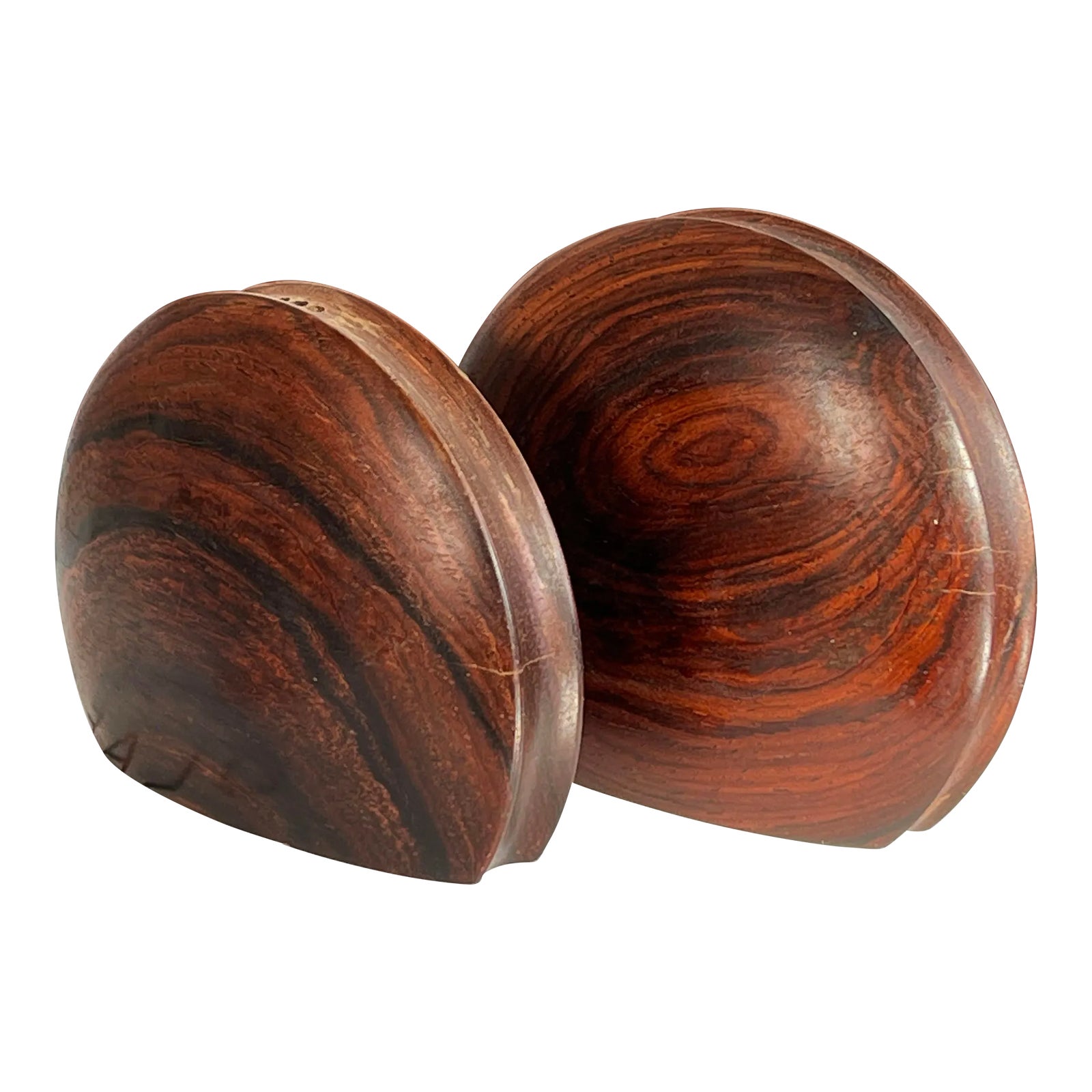 Mid Century Danish Modern Rosewood Disc Salt & Pepper Shakers - a Pair