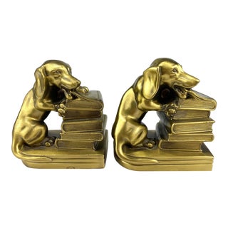 Mid 20th Century Mid-Century Modern Golden Dachshund Bookends For Sale