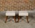 19th Century Pair of English 19th Century Oak Stools with Saber Legs and Custom Upholstery For Sale - Image 5 of 12
