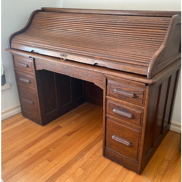 Traditional Antique Beautiful Antique Roll Top Desk For Sale - Image 3 of 8