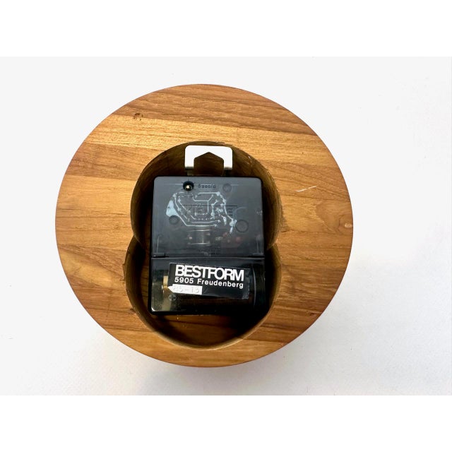 Wood Mid-Century Modern Wall Clock in Teak with Kienzle Mechanism from Bestform, 1960s For Sale - Image 7 of 10