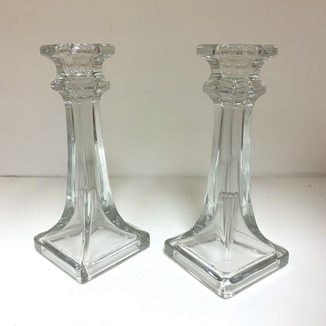 Vintage Pressed Glass Candle Holders a Pair Chairish