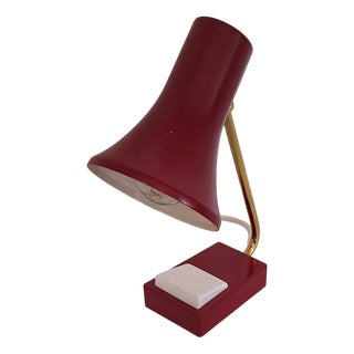 Small Vintage Desk Lamp with Red Lacquered Metal, 1970s For Sale