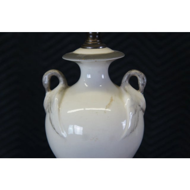 Vintage Hollywood Regency Porcelain Hand Painted Figural Swan Trophy Lamp For Sale - Image 4 of 13