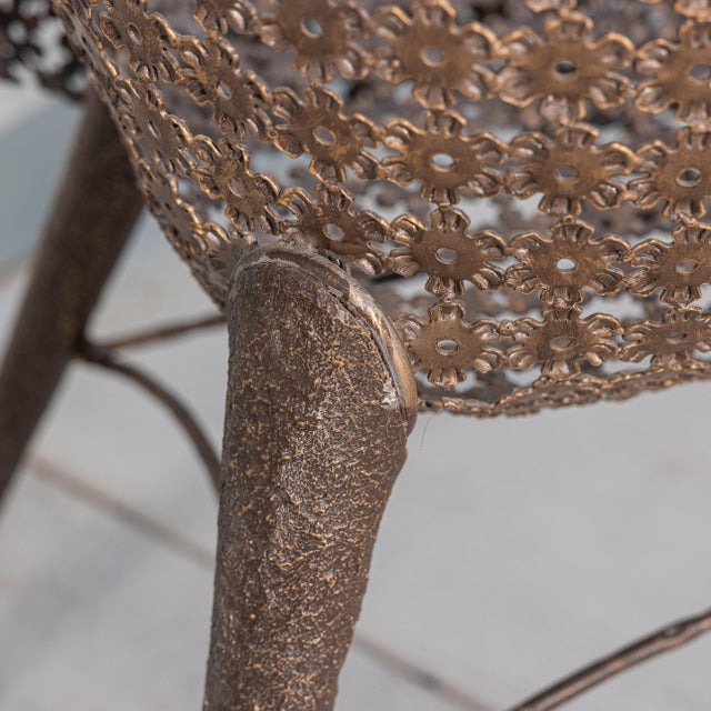 Raymond Moralès Attributed Fauteuil À Corbeille Sculptural Bronzed Steel Lounge Chair, 1990s For Sale - Image 10 of 16
