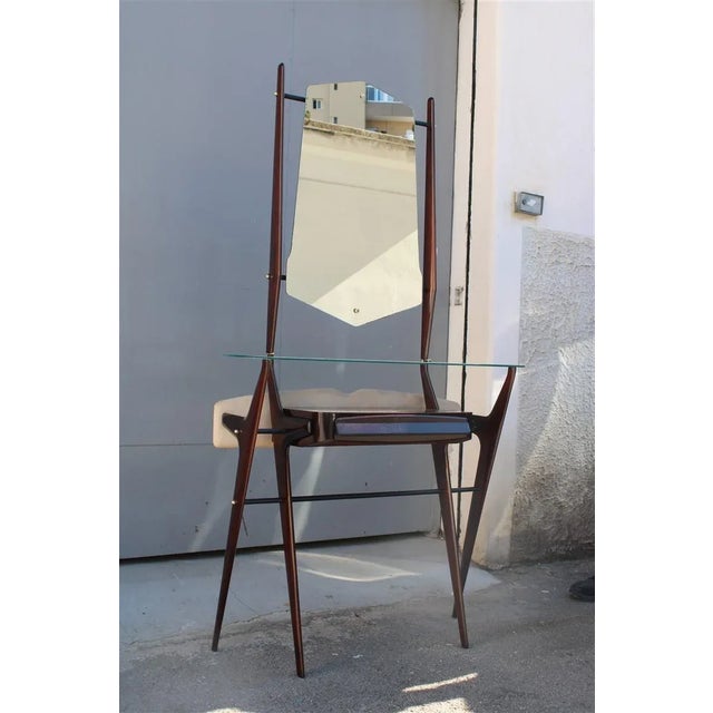 Minimalist Console with Mirror in Mahogany by Vittorio Dassi, Milan, 1950s For Sale - Image 18 of 18