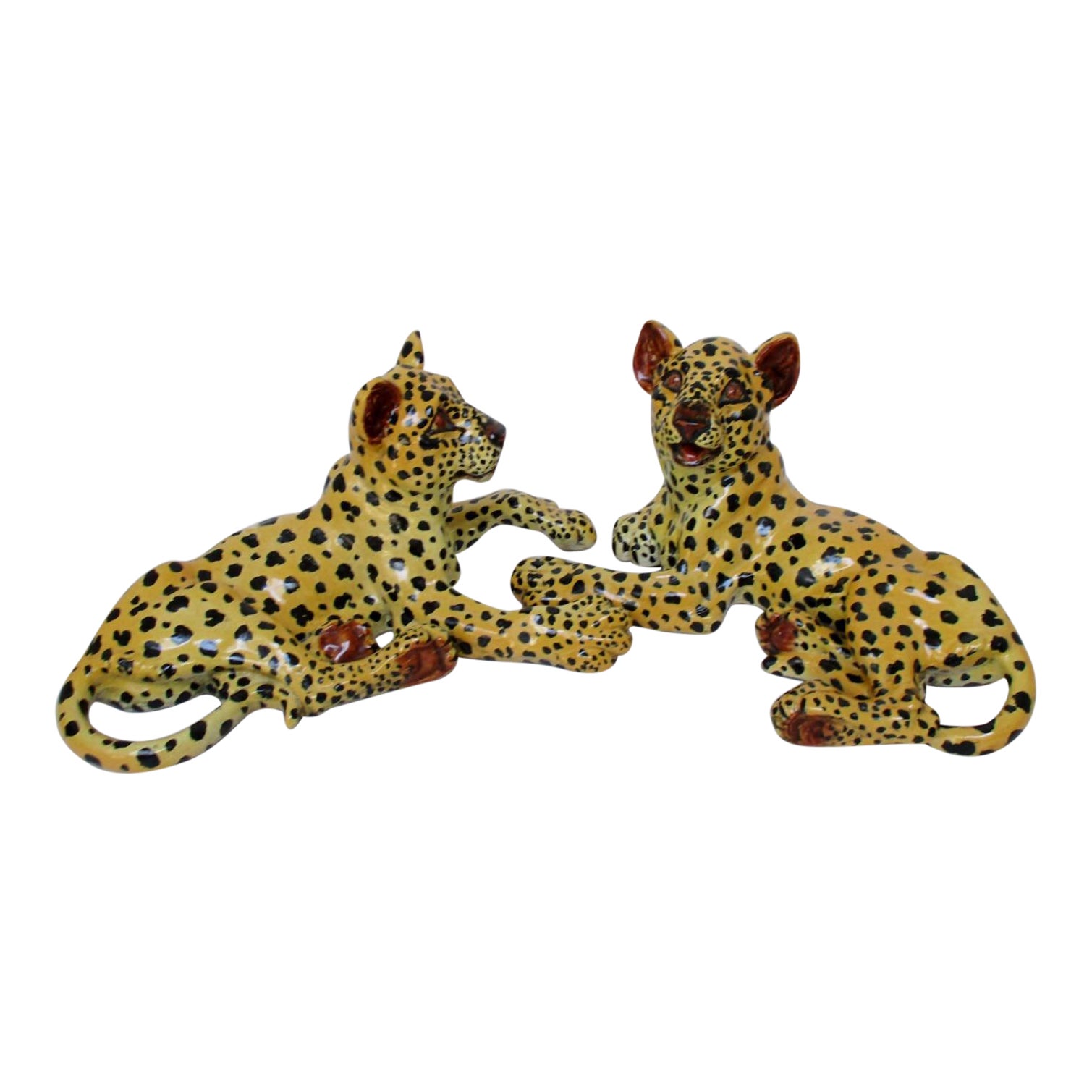 Vintage Ceramic Cheetahs A Pair Chairish