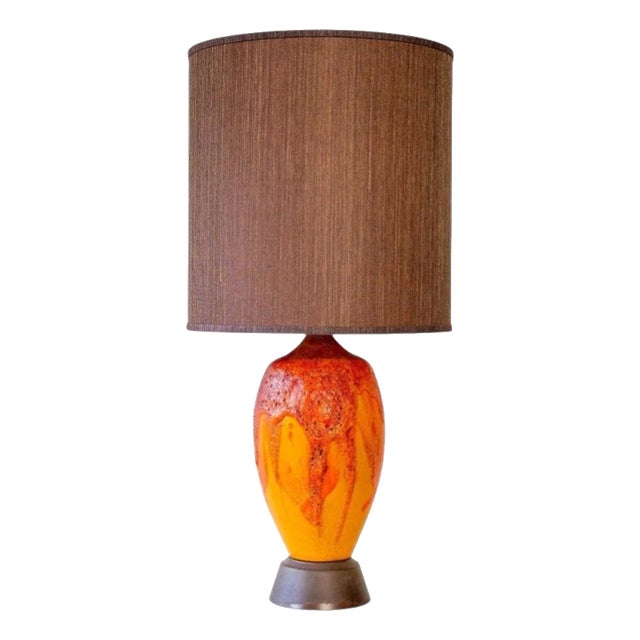 Vulcanic Glazed Ceramic Table Lamp by R. Houben, 1970 For Sale