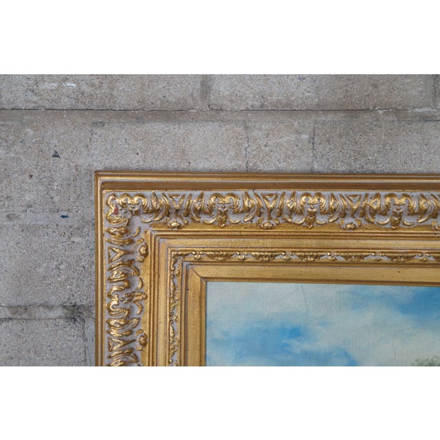 Mid 20th Century Vintage Impressionist Style Water Lily Pad Landscape Painting Oil on Canvas, Framed For Sale - Image 10 of 12