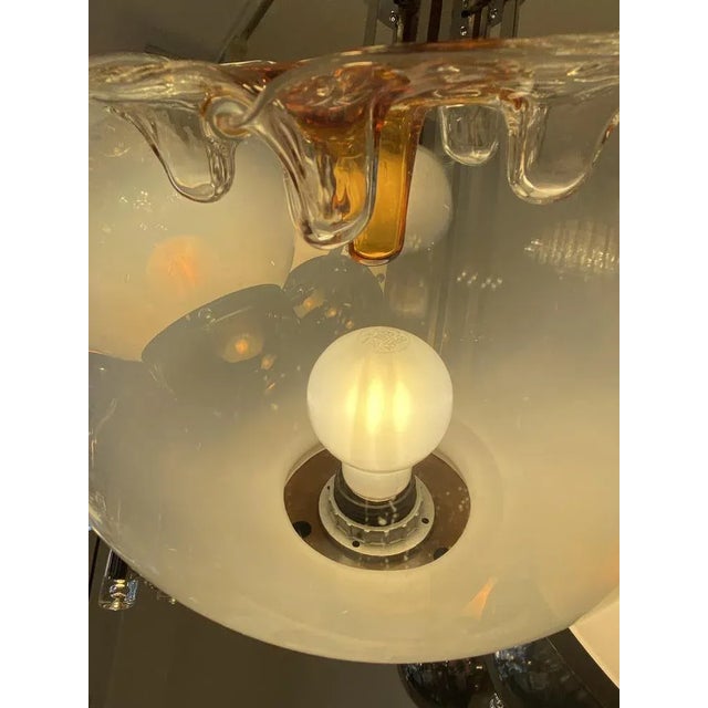 Italian Five-Flame Ceiling Lamp with Glass-Drop Balls by Tony Zuccheri for Mazzega, 1970s For Sale - Image 5 of 8