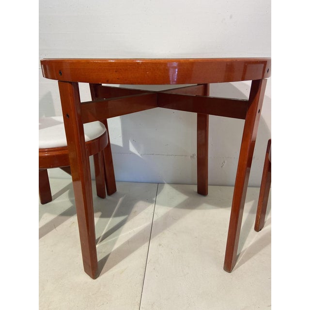 Italian Red Lacquered Wooden Breakfast Table and Chairs by Gianfranco Frattini, 1975, Set of 5 For Sale - Image 11 of 16
