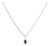 10K White Gold 6x4 mm Oval Blue Sapphire Solitaire Paperclip Pendant Necklace - 18" Inches For Sale