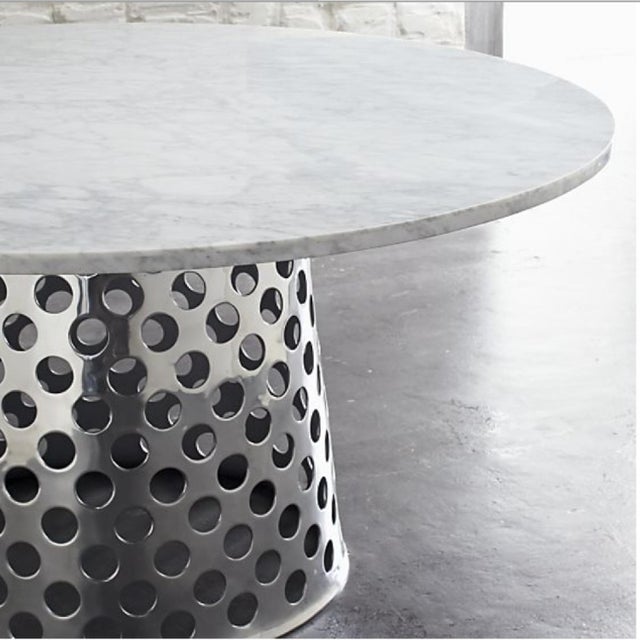 Crate & Barrel Paolo Navone for Crate and Barrel Como (Or Mallorca) Round Carrara Marble Dining Table For Sale - Image 4 of 9