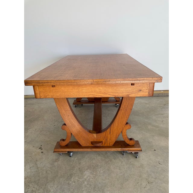 1950s 1950s Signed and Dated Midcentury French Oak Trestle Table For Sale - Image 5 of 8