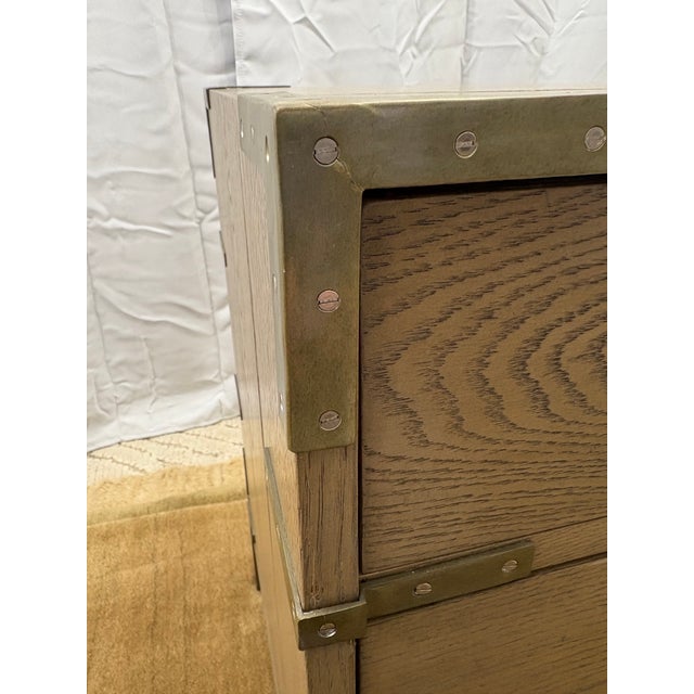 RH Restoration Hardware Cayden Campaign Closed Nightstand – 26” Waxed Grey Oak with Pewter Hardware New Open Box | Artisan...