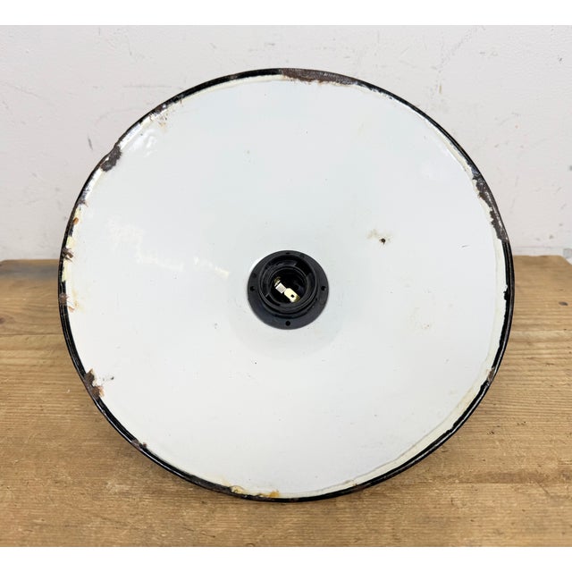 Industrial Petrol Enamel Factory Pendant Lamp, 1960s For Sale - Image 13 of 16