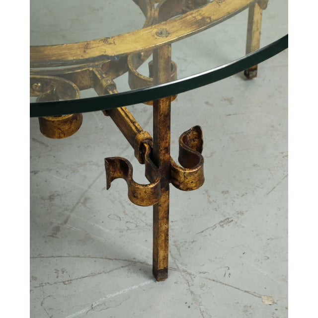 Gilbert Poillerat Style Gilt Iron and Glass Coffee/Cocktail Table, C. 1950 For Sale - Image 12 of 17