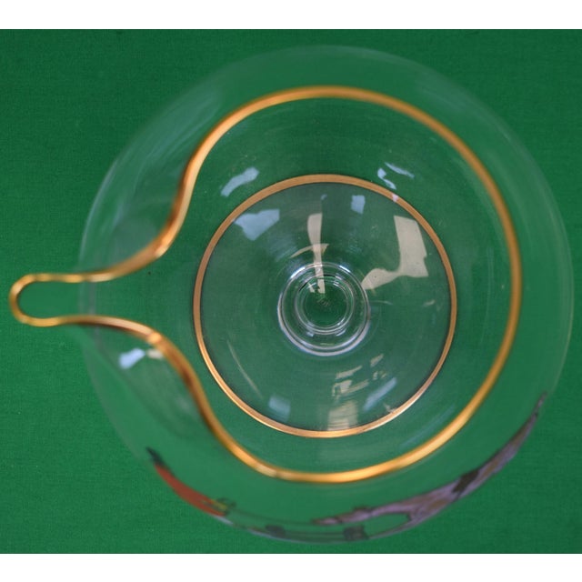 Traditional Late 20th Century Abercrombie & Fitch X Frank Vosmansky Hand Painted Fox Hunter Gold Rim Martini Mixer For Sale - Image 3 of 5