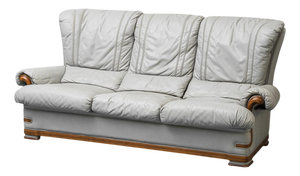 Vintage Three-Seater Sofa in Leather and Wood, 1950s