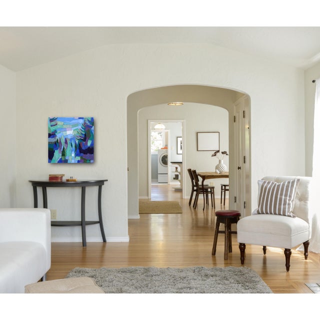 Textile Whistler Abstraction! - Abstract Blue Landscape Textural Impasto Oil Painting Original Artwork by Dana Cowie For Sale - Image 7 of 9