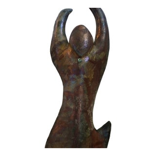 1980s Dalia Riesel Modernist Stylized Female Figurine Patinated Bronze Wall Sculpture - Ed. VI For Sale