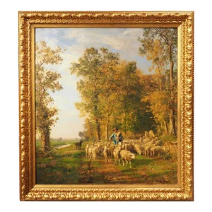Large French Pastoral Oil on Canvas by Adolphe Marais 1856-1940, H-64 3/8 Inches