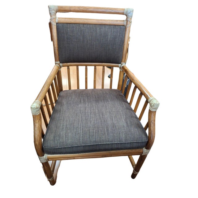 Brown Set of 6 McGuire Bamboo Dining Chairs For Sale - Image 8 of 12