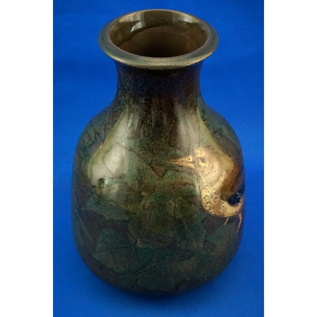 Futurist Majolica Ceramic Vase with Bas-Relief Bird by Bruno Baratti, Italy, 1920s For Sale - Image 6 of 18