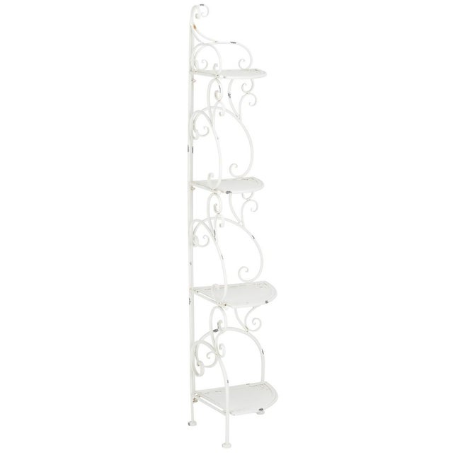 Metal Turuca 4 Tier Corner Shelf - Antique White For Sale - Image 7 of 10