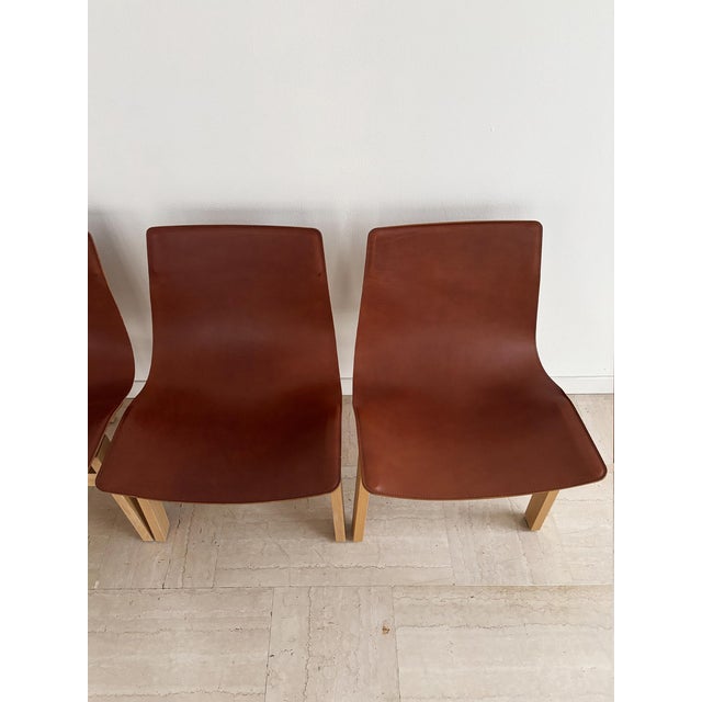 Beige Italian Model 3T Chairs in Wood and Leather by Angelo Mangiarotti for Agapecasa, 2000s, Set of 8 For Sale - Image 8 of 18