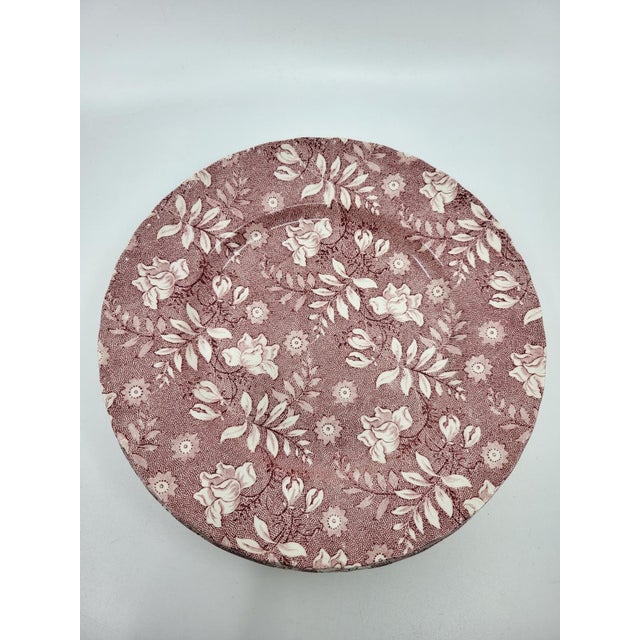 Pink Grindley of Stoke Royal Tudor Velvet Rose England Earthenware Dessert Service, 1980s, Set of 7 For Sale - Image 8 of 10