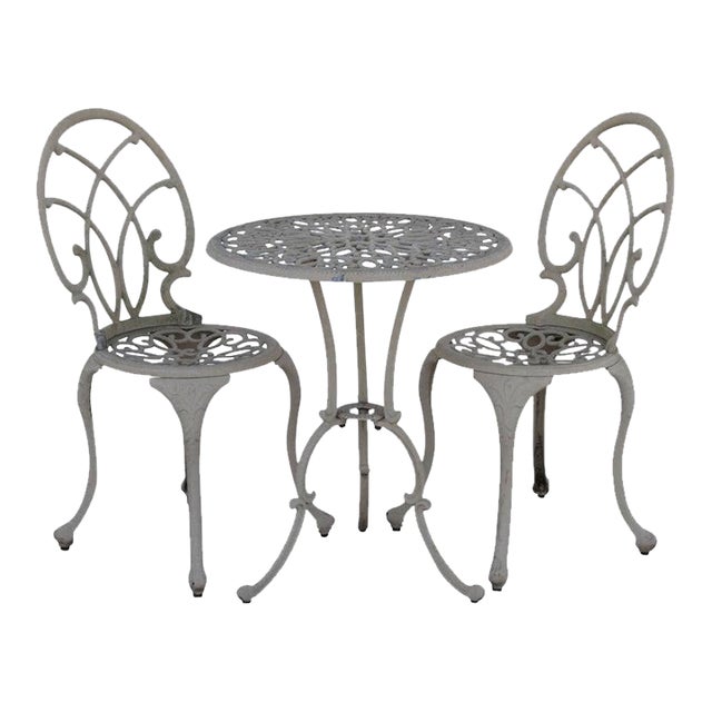 Vintage Metal Patio Bistro Table & 2 Chairs Chairish