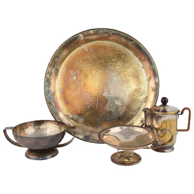 Art Deco Silver-Plated Set by G. Nilsson for Gero, 1920s, Set of 4 For Sale