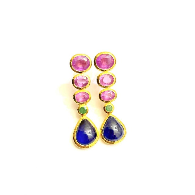 Bochic “Capri” Natural Vintage Ruby, Sapphire & Emerald Set In 18K Gold & Silver For Sale In New York - Image 6 of 11