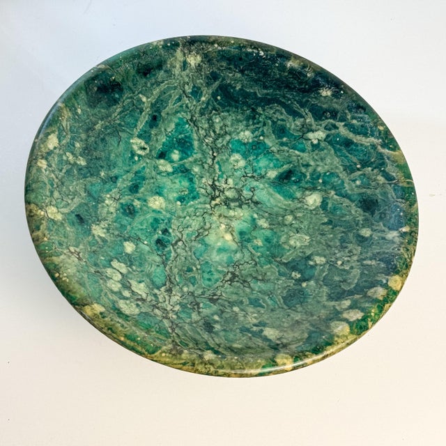 Vintage Green Stone Pedestal Bowl For Sale - Image 4 of 5