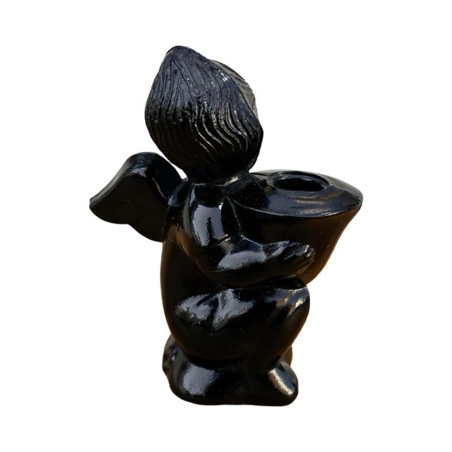 Candlestick Figurine of an Angel Made of Hyalite Glass, Libochovice, Czechoslovakia, 1960s. For Sale - Image 6 of 9