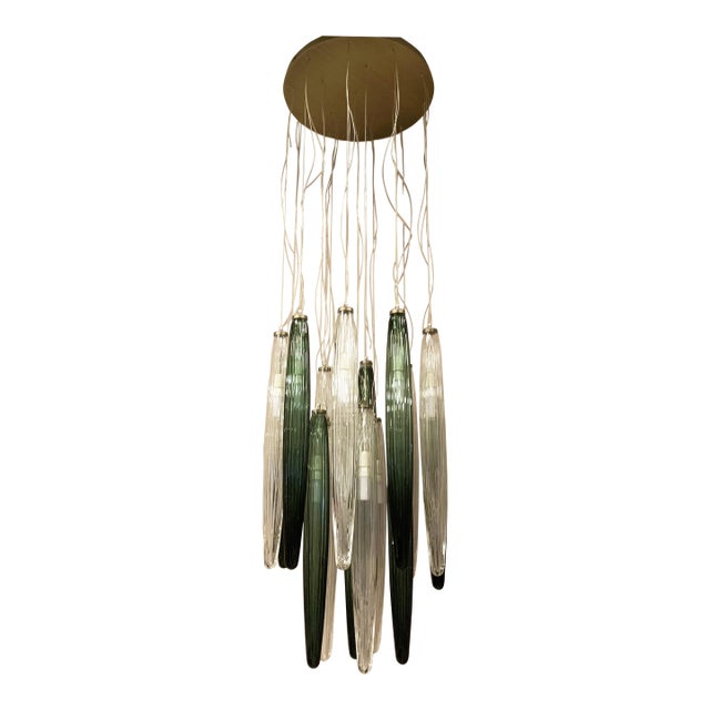 Contemporary Luxury Italian Green "Swords" Murano Glass Cascade by Simoeng For Sale